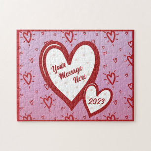 Valentine's Day Hearts Customizable Puzzle