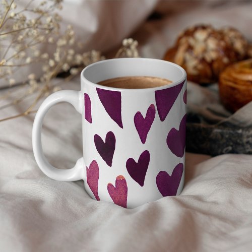 Valentines day hearts explosion _ burgundy coffee mug