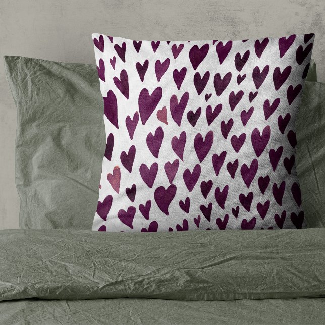 Valentines day hearts explosion - burgundy throw pillow (Creator Uploaded)