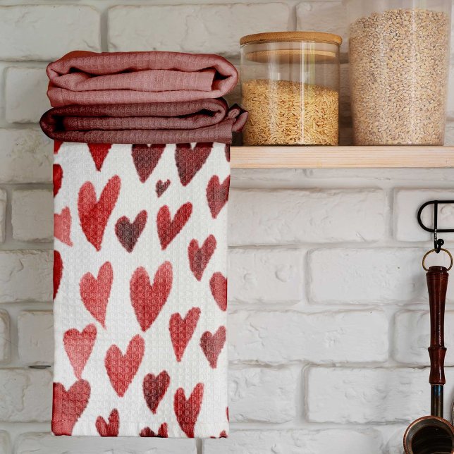 Valentines day hearts explosion - pink and red kitchen towel (Creator Uploaded)