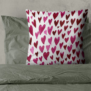 Valentines day hearts explosion - pink and red throw pillow