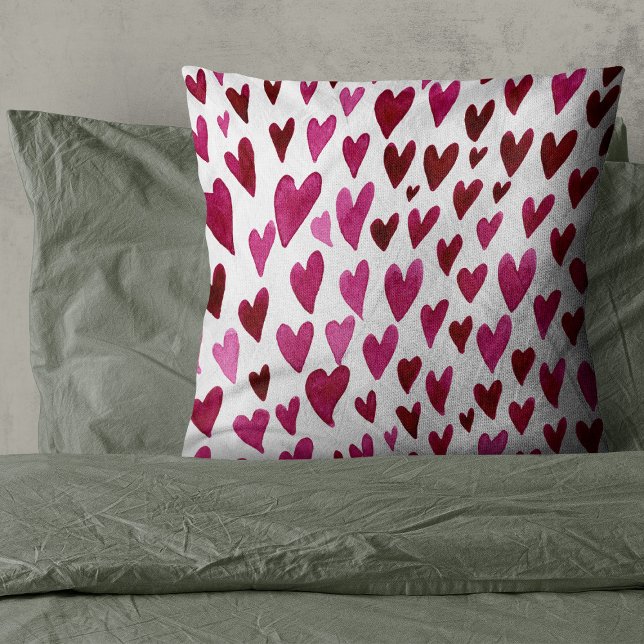 Valentines day hearts explosion - pink and red throw pillow (Creator Uploaded)