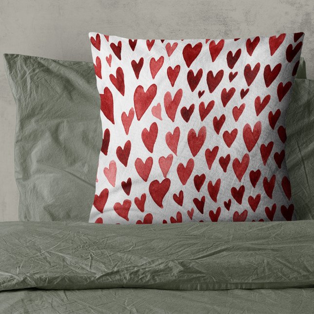 Valentines day hearts explosion - red throw pillow (Creator Uploaded)