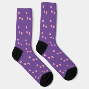 Valentines Day Hearts Hand Drawn Pink Purple Socks