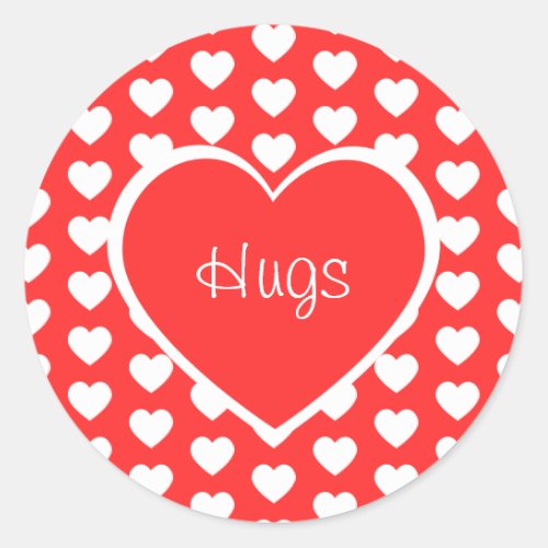 Valentines Day Hearts Hugs Classic Round Sticker
