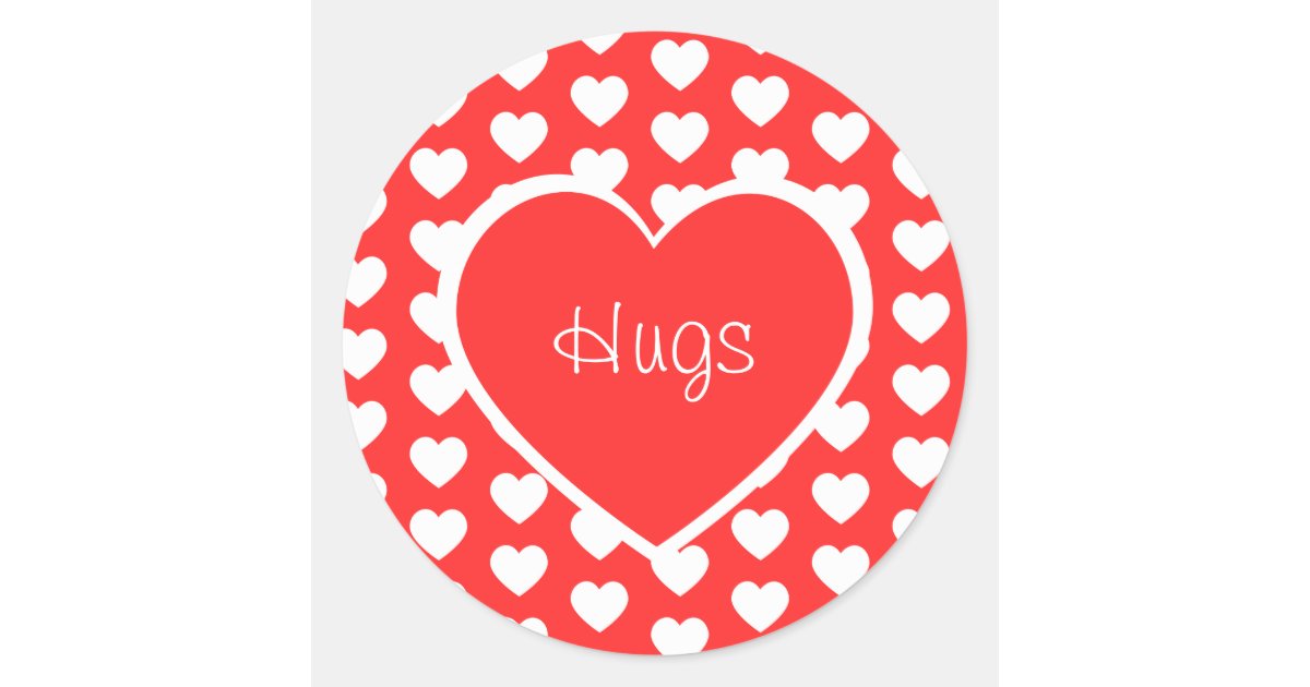 Valentine's Day Hearts Hugs Classic Round Sticker | Zazzle