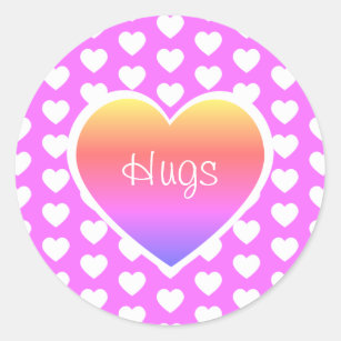 Valentine's Day Hearts Hugs LGBTQ Classic Round Sticker