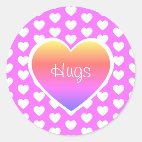 Valentines Day Hearts Hugs LGBTQ Classic Round Sticker