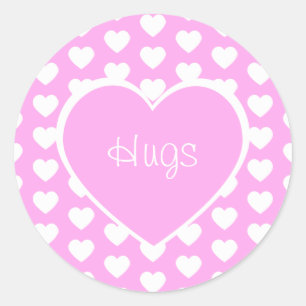 Valentine's Day Hearts Hugs Pink Classic Round Sticker
