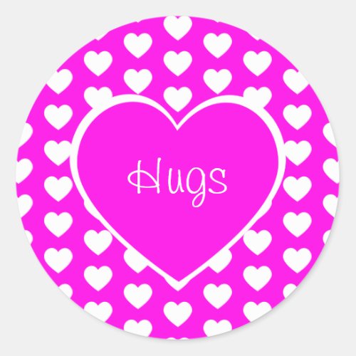 Valentines Day Hearts Hugs Purple  Classic Round Sticker