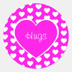 Valentine's Day Hearts Hugs Purple  Classic Round Sticker