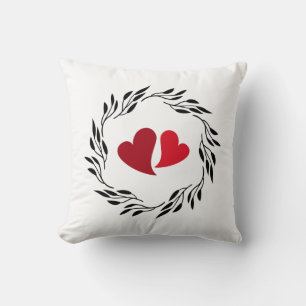 Valentine's Day Hearts in a wreath Throw Pillow