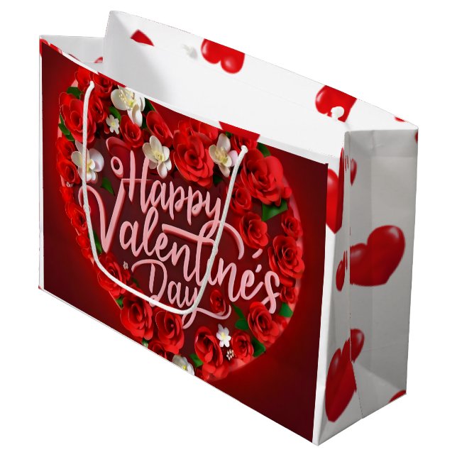 Valentine's Day Hearts in Red  Large Gift Bag (Front Angled)
