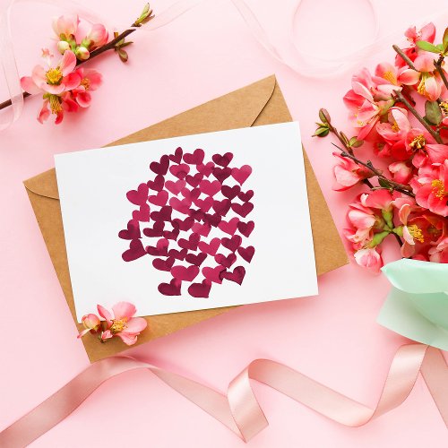 Valentines day hearts in viva magenta postcard