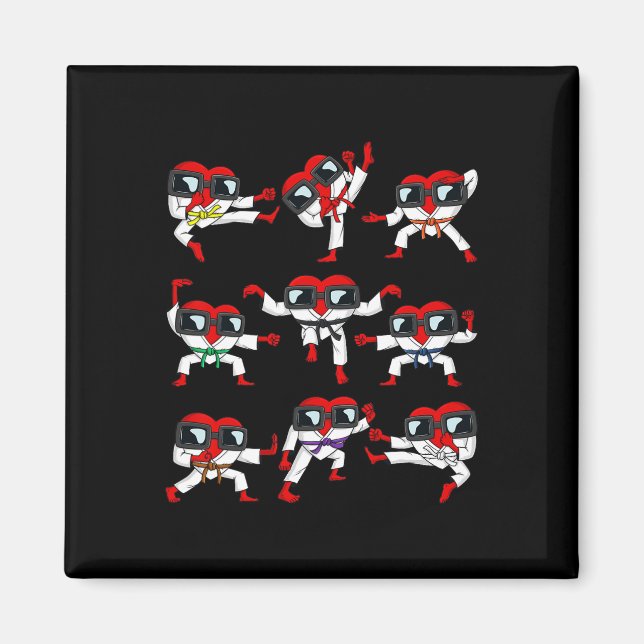 Valentines Day Hearts Karate Martial Arts Boys Gir Magnet (Front)