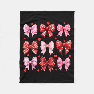 Valentines Day Hearts Leopard Coquette Bow Women G Fleece Blanket