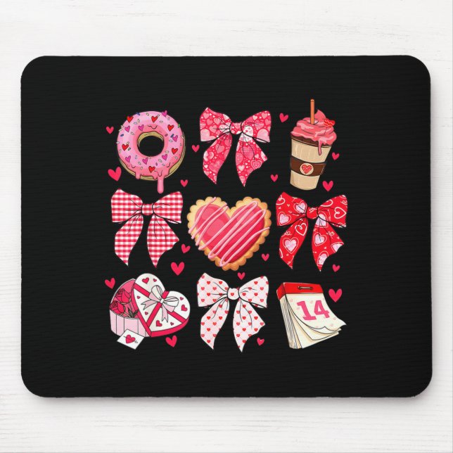 Valentines Day Hearts Leopard Coquette Bow Women G Mouse Pad (Front)