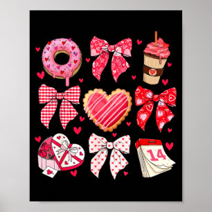 Valentines Day Hearts Leopard Coquette Bow Women G Poster