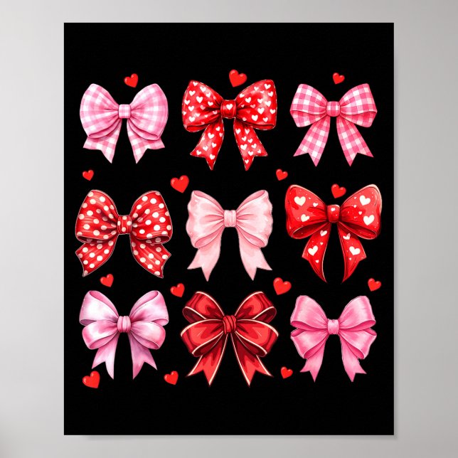 Valentines Day Hearts Leopard Coquette Bow Women G Poster (Front)