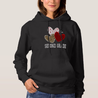Valentines Day Hearts Leopard Red Plaid Second Gra Hoodie