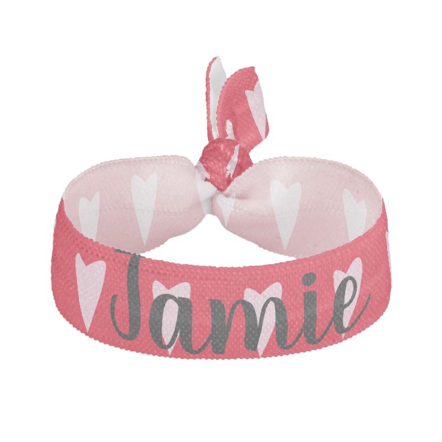 Valentines Day Hearts Light and Dark Pink Love Elastic Hair Tie (Front)
