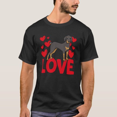 Valentines Day Hearts Love Doberman Animal Women  T_Shirt