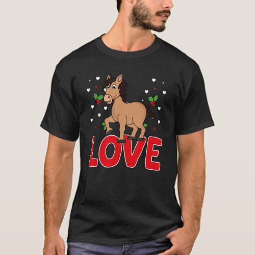 Valentine's Day Hearts Love Horse Animal Women T-Shirt
