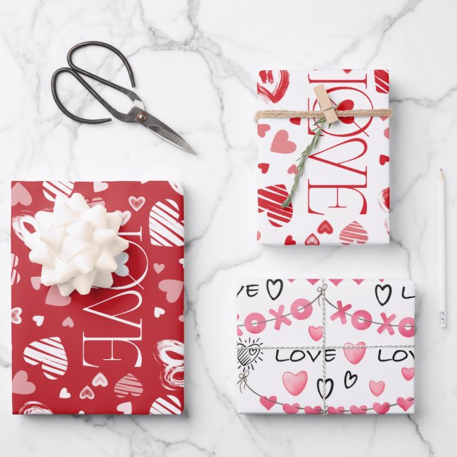 Valentine's Day Hearts Love Wrapping Paper (Front)