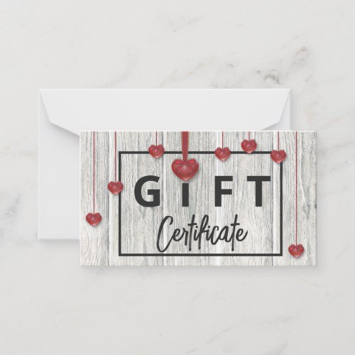 Valentines Day Hearts Modern Rustic Wood Gift Card
