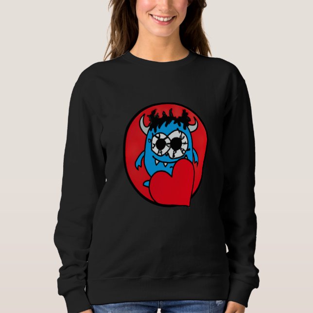 Valentine's Day hearts monster  4 Sweatshirt (Front)