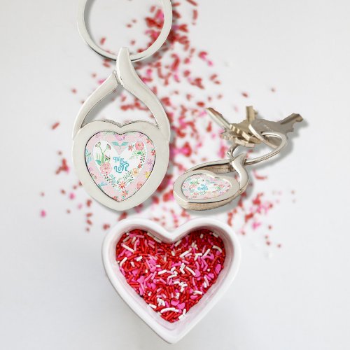 Valentines Day Hearts n Love Floral Dragonfly Keychain
