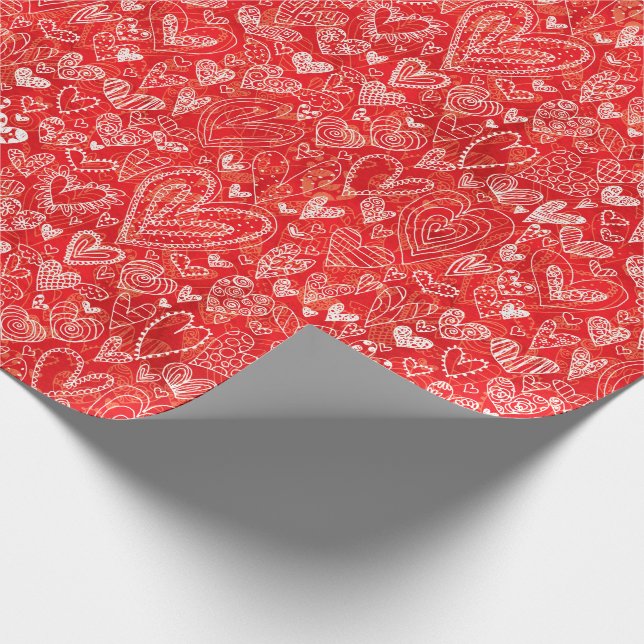 Valentine's Day Hearts on Red Wrapping Paper (Corner)