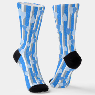 Valentine's Day hearts on striped background Socks