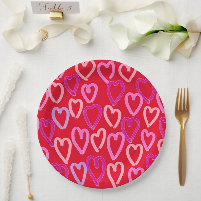 Valentines Day Hearts  Paper Plates (Wedding)