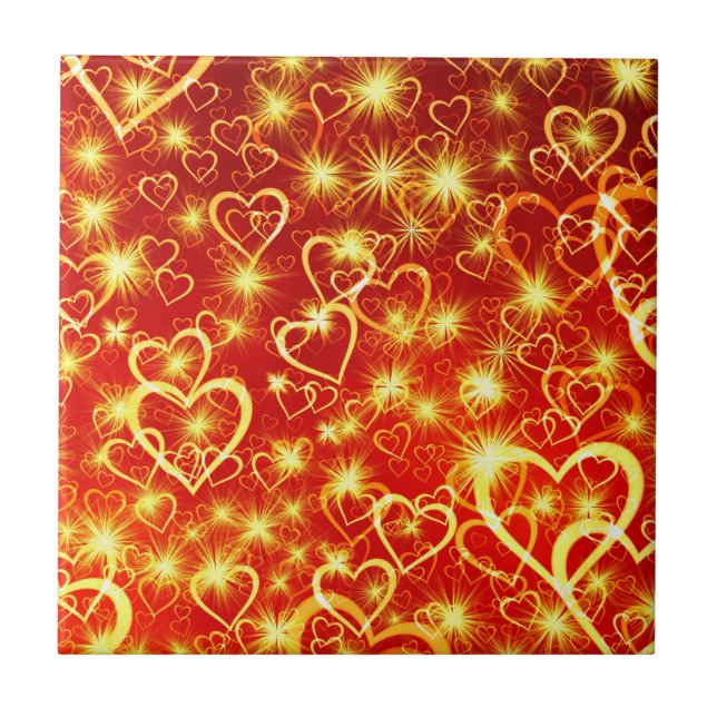 Valentine's Day Hearts Pattern-25022 Ceramic Tile (Front)