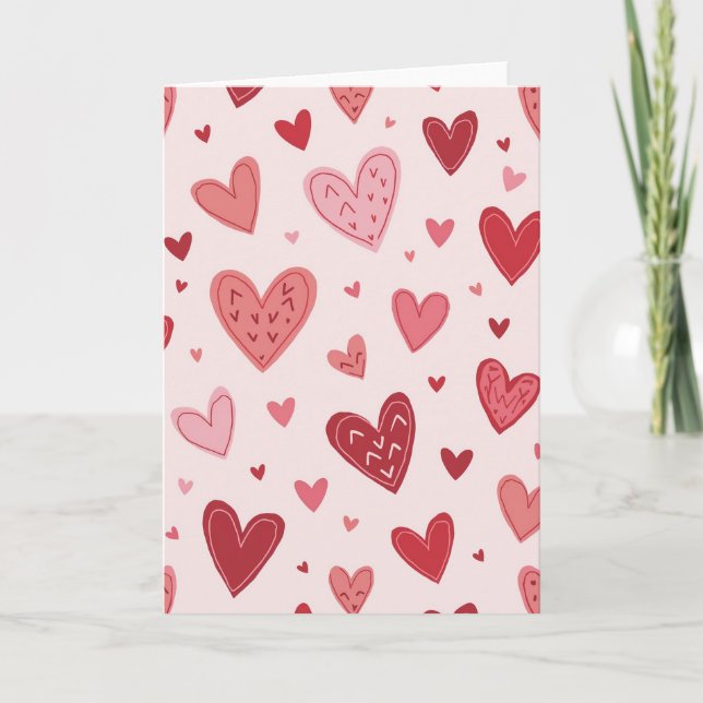Valentines Day Hearts Pattern Card (Front)