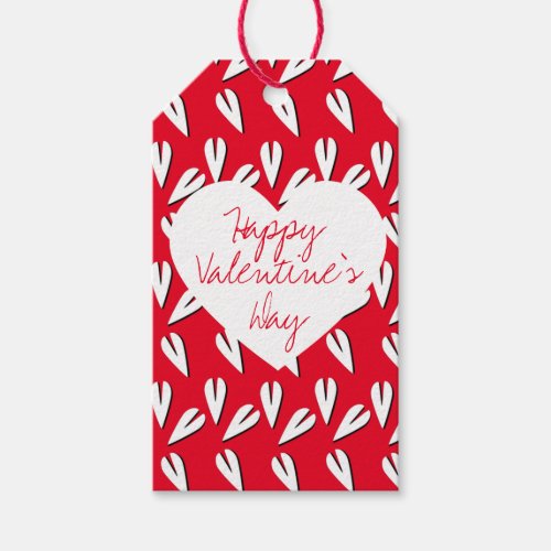 Valentines Day Hearts Pattern Thank You Red Black Gift Tags