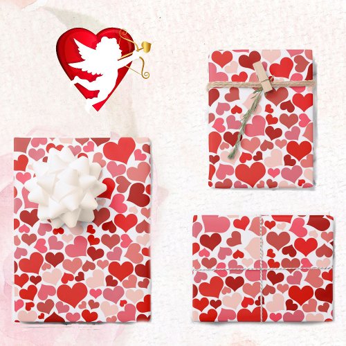 Valentines Day Hearts Perfect Size 3 Small Gifts Wrapping Paper Sheets