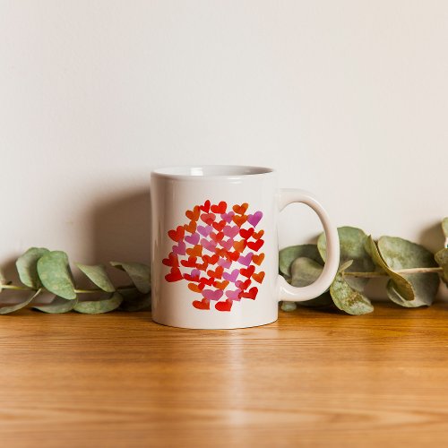 Valentines day hearts _ pink and orange coffee mug