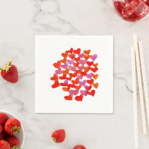 Valentine's day hearts - pink and orange napkins