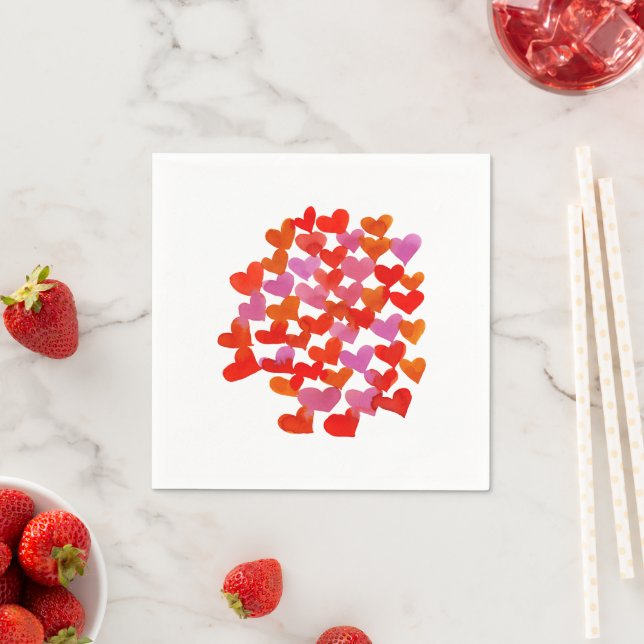Valentine's day hearts - pink and orange napkins (Insitu)