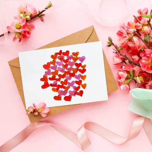 Valentines day hearts _pink and orange postcard