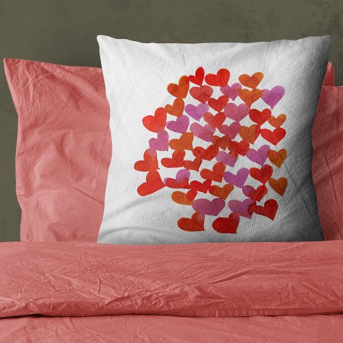 Valentines day hearts _ pink and orange throw pillow