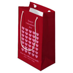 Valentine's Day Hearts Pink and Red Personalized Small Gift Bag