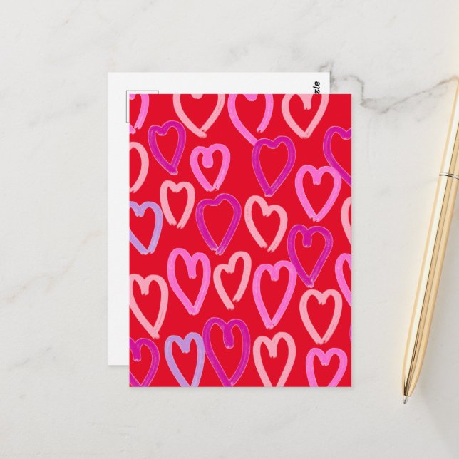 Valentines Day Hearts  Postcard (Front/Back In Situ)