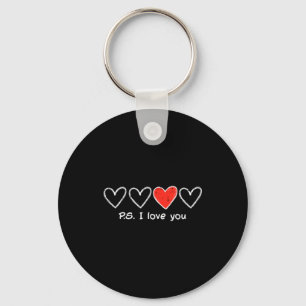 Valentines Day Hearts Ps I Love You Cute Women Gir Keychain