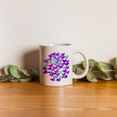 Valentines day hearts _ purple and aqua coffee mug