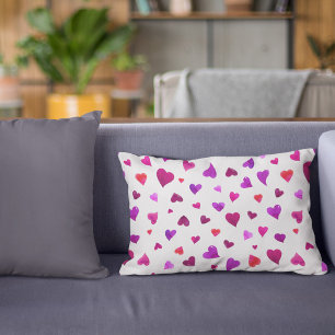 Valentine's day hearts - purple and viva magenta accent pillow