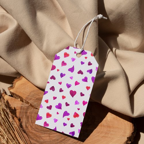 Valentines day hearts _ purple and viva magenta gift tags