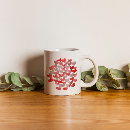 Valentines day hearts _ red and gray coffee mug